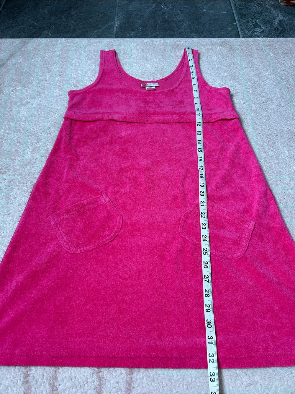 Vintage 90's Pink Terry Cloth Mini Tank‎ Dress Small Resortwear Beach Coverup - Picture 8 of 12